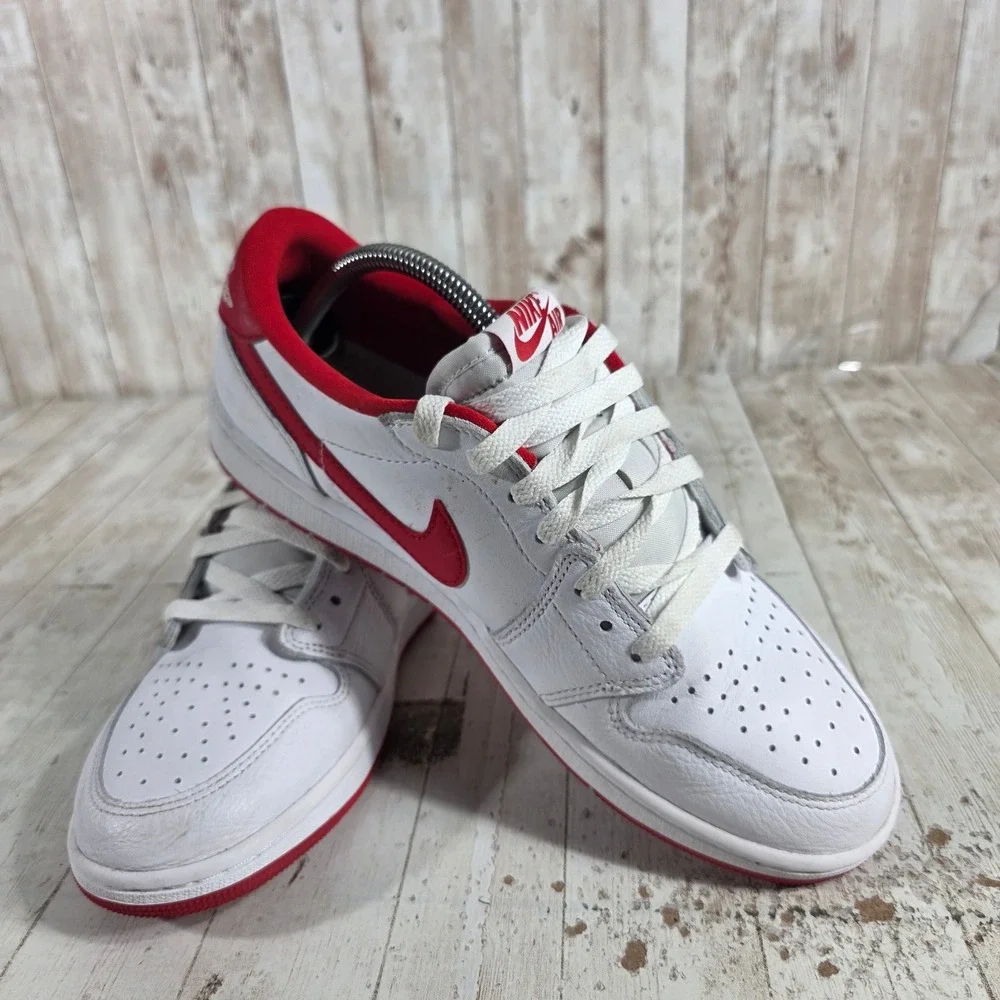 Nike Air Jordan 1 Retro Low OG‎ Metallic Red White Sneakers CZ0790-161 Mens 9.5